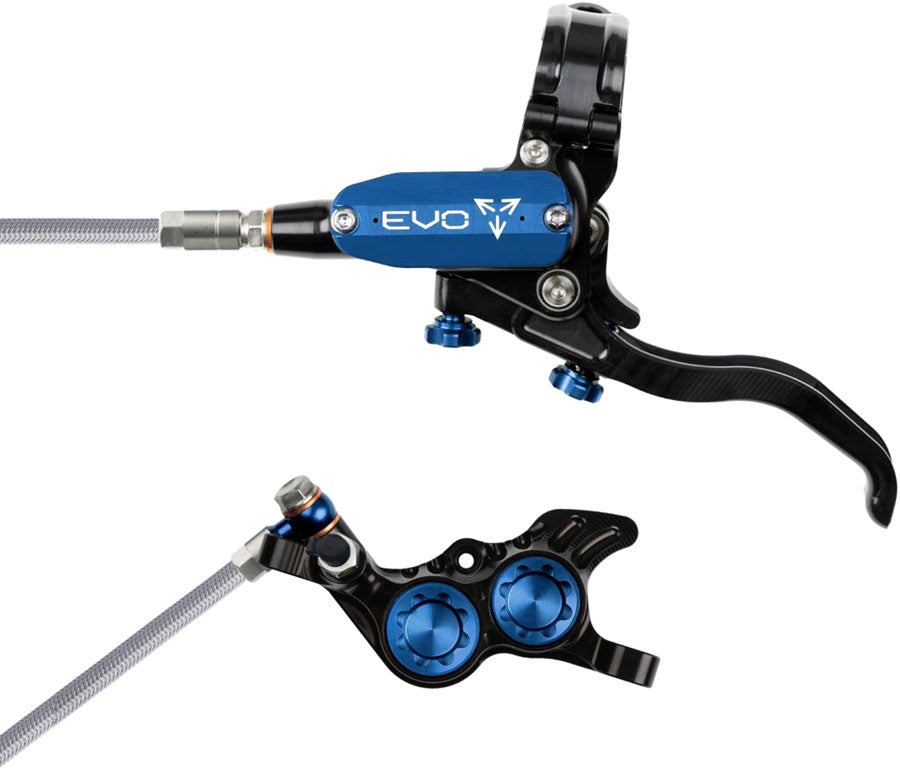 Hope EVO GR4 Disc Brake Lever Set - Left Hand Post Mount 4-Piston Braided Hydraulic Hose BLK/Blue-Goodwynn'sGoodwynn's