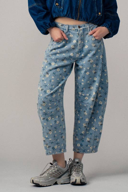 Urban Daizy - Floral Print Relaxed Fit Denim Pants-Goodwynn'sGoodwynn's
