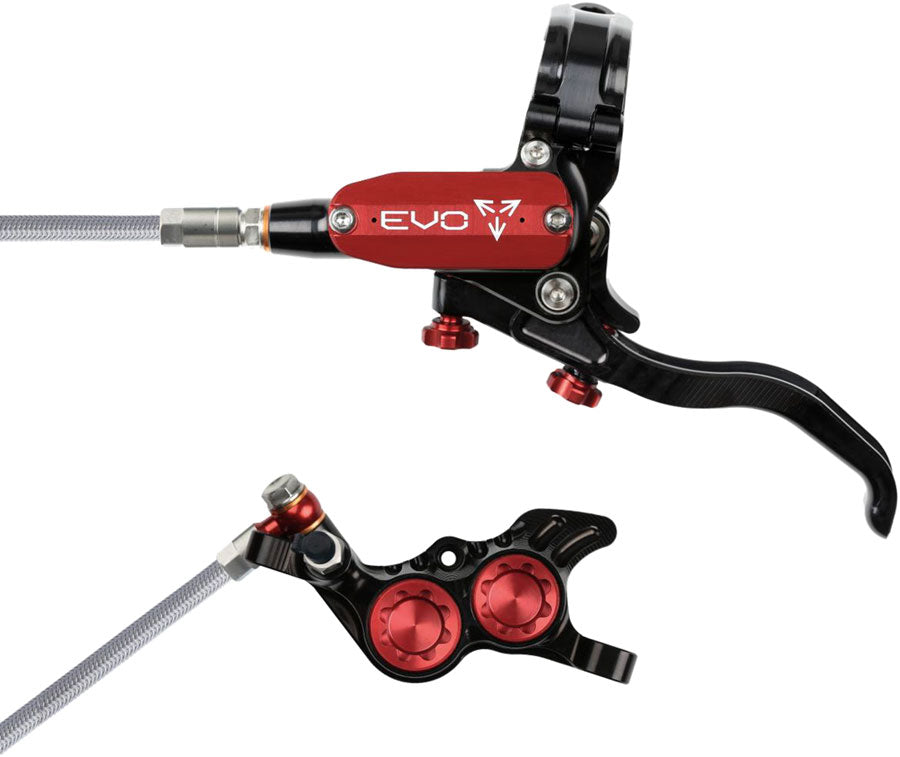 Hope EVO GR4 Disc Brake Lever Set - Left Hand Post Mount 4-Piston Braided Hydraulic Hose BLK/Red-Goodwynn'sGoodwynn's