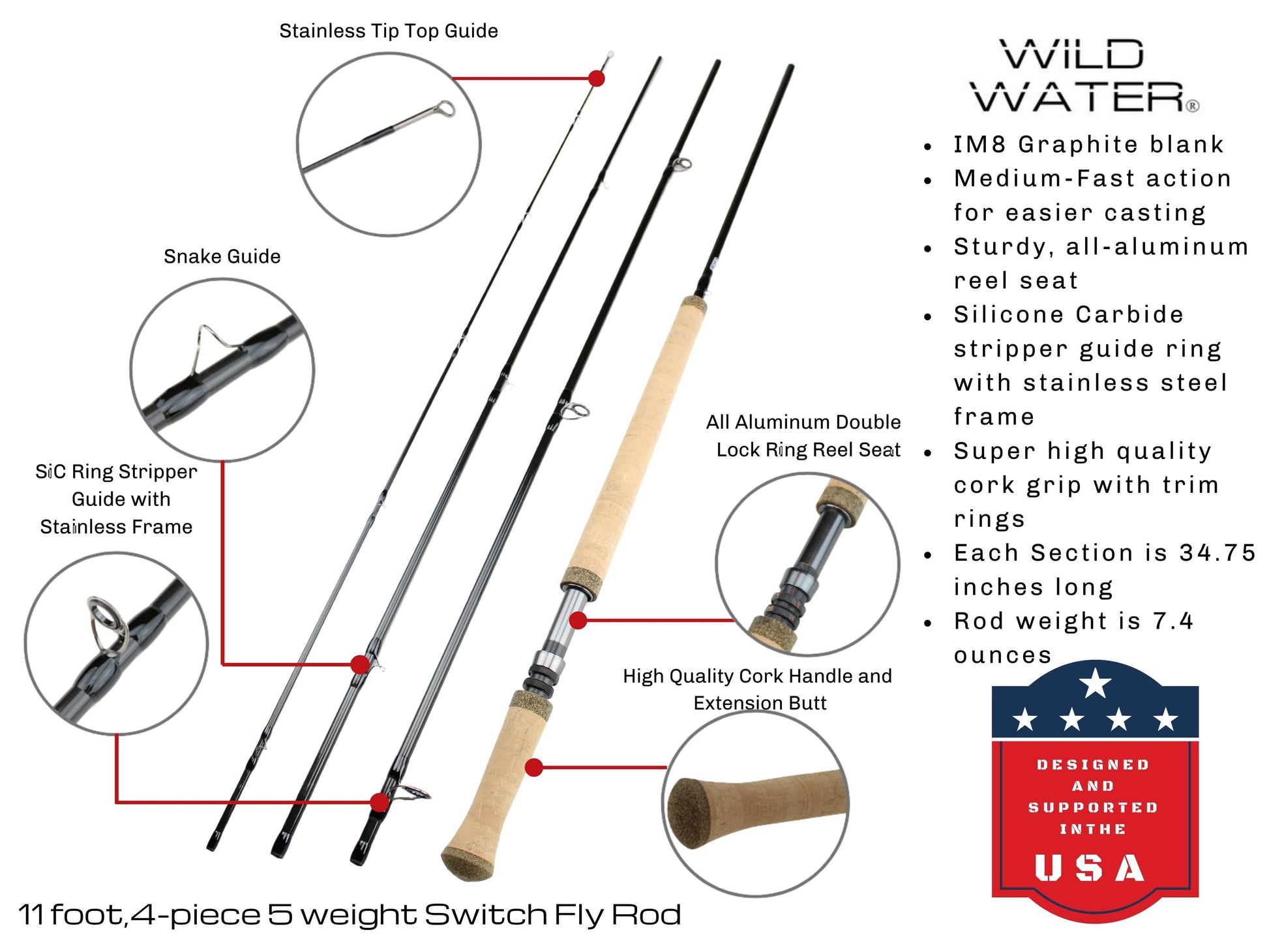 Wild Water Fly Fishing Kit for Bass and Pike, 11 ft 5 wt Switch Rod-Goodwynn'sGoodwynn's