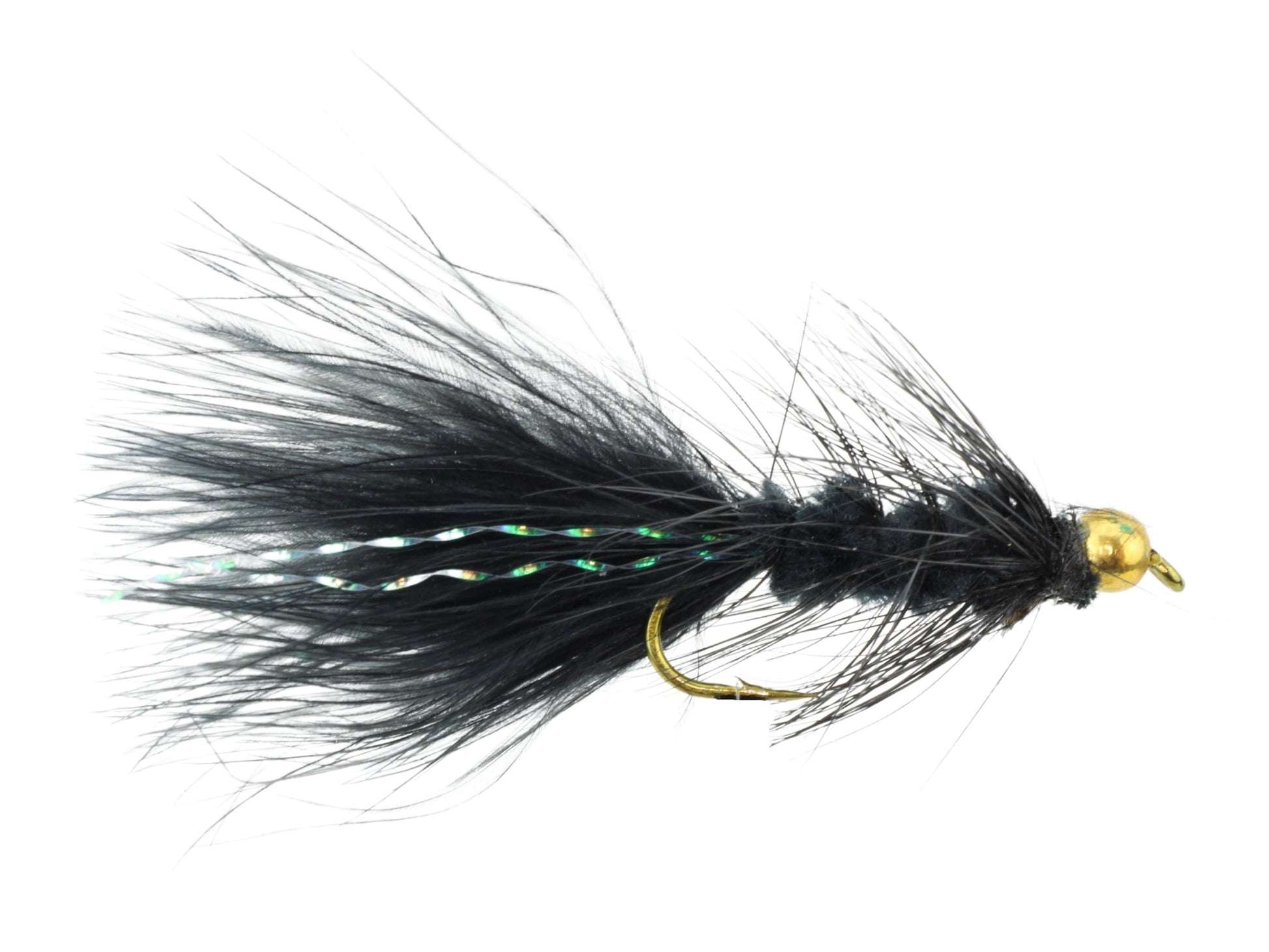 Wild Water Fly Fishing Black Wooly Bugger w/ Bead Head, Size 10, Qty. 6-Goodwynn'sGoodwynn's