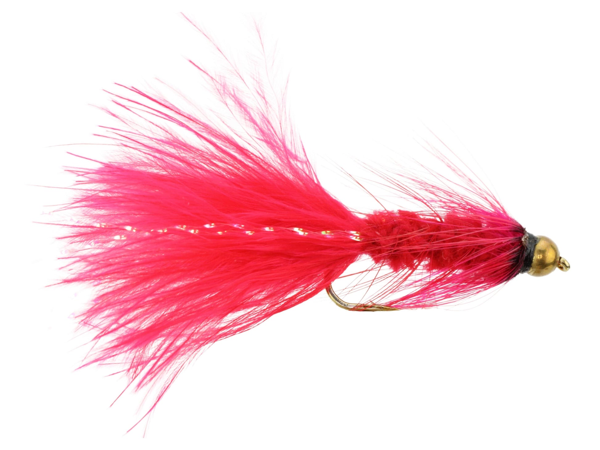 Wild Water Fly Fishing Crimson Wooly Bugger w/ Bead Head, Size 10, Qty. 6-Goodwynn'sGoodwynn's