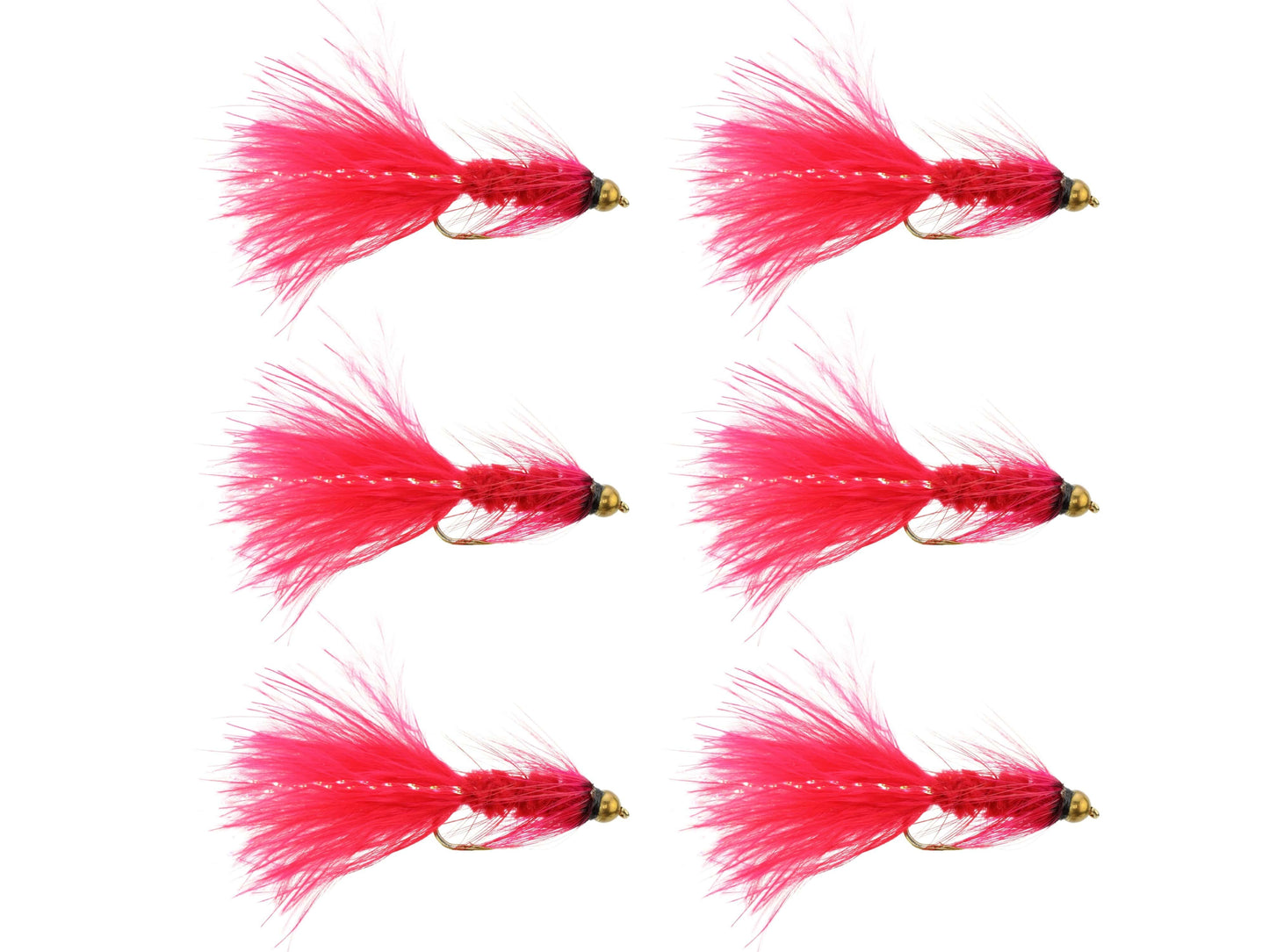 Wild Water Fly Fishing Crimson Wooly Bugger w/ Bead Head, Size 10, Qty. 6