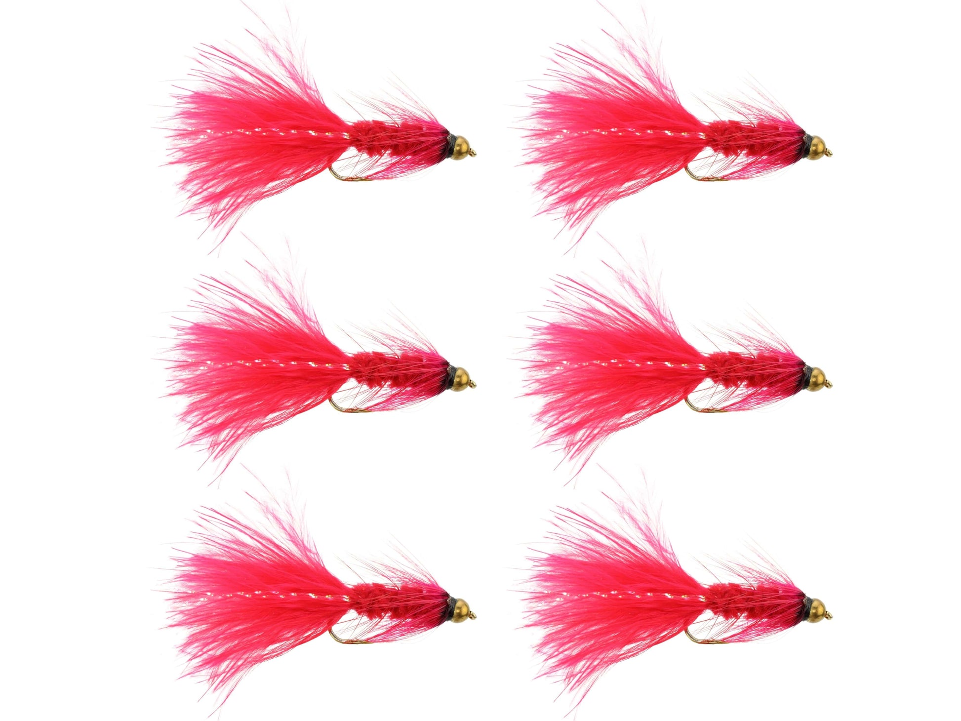 Wild Water Fly Fishing Crimson Wooly Bugger w/ Bead Head, Size 10, Qty. 6-Goodwynn'sGoodwynn's