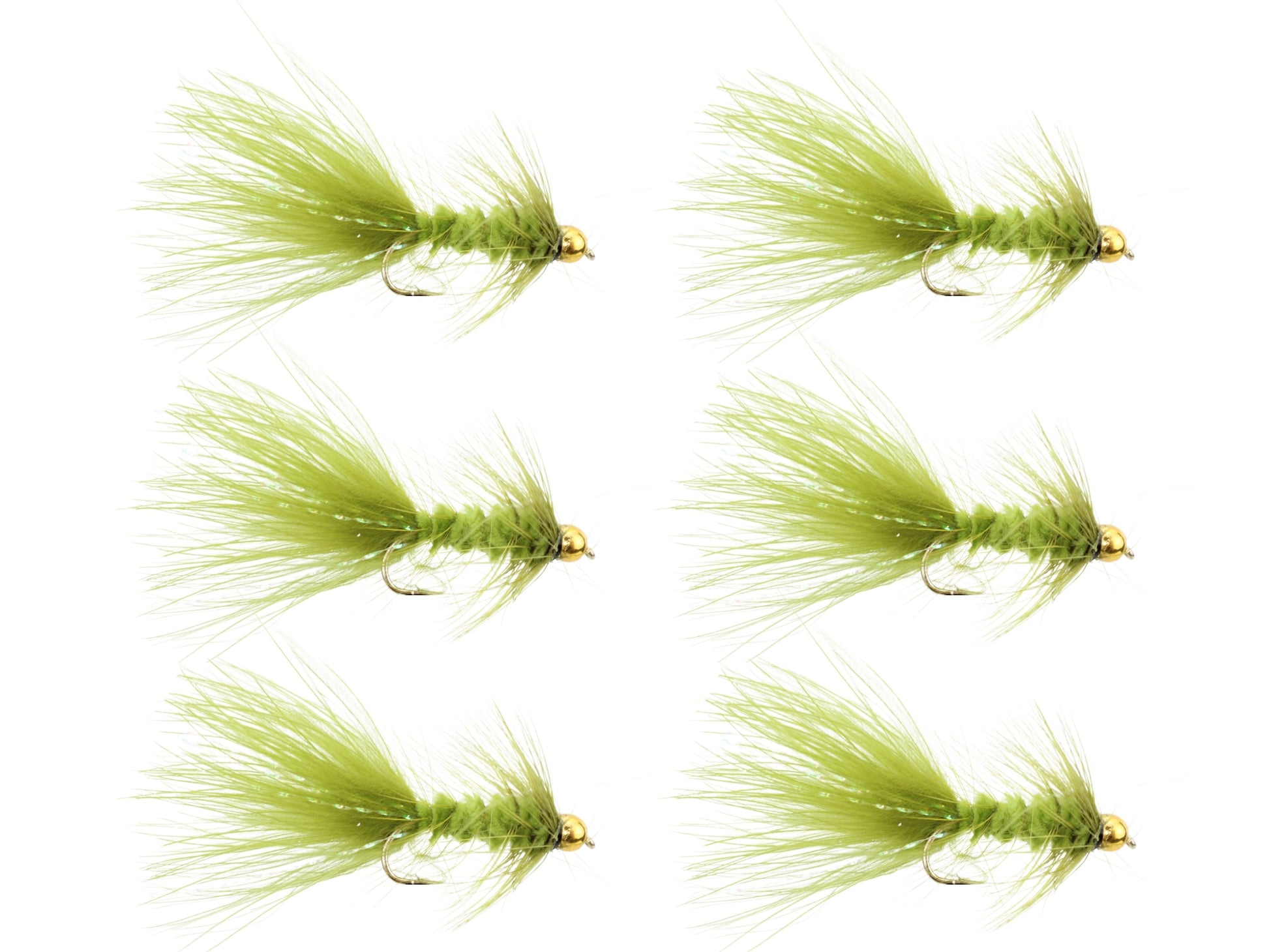 Wild Water Fly Fishing Olive Wooly Bugger w/ Bead Head, Size 10, Qty. 6-Goodwynn'sGoodwynn's