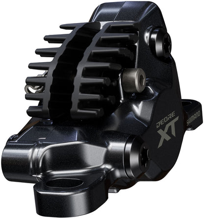 Shimano Deore XT BR-M8200 XC Disc Brake Caliper - Front Rear Post Mount 2-Piston Includes J04C-MF Finned Metal Pads BLK