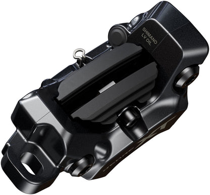 Shimano Deore XT BR-M8220 Enduro Disc Brake Caliper - Front Rear Post Mount 4-Piston Includes P04C-MF Finned Metal Pads