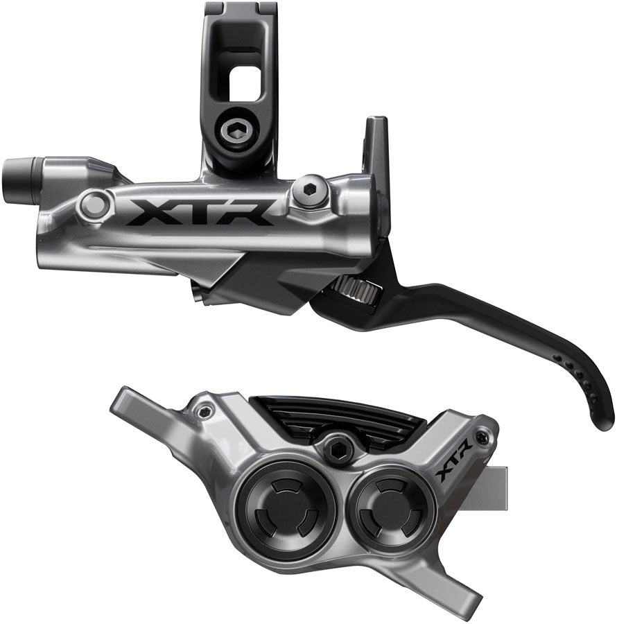 Shimano XTR M9220 Enduro Disc Brake Lever - Left/Front Post Mount 4-Piston Caliper SM-BH90-SBM Hose Finned Metal Pads Gray-Goodwynn'sGoodwynn's
