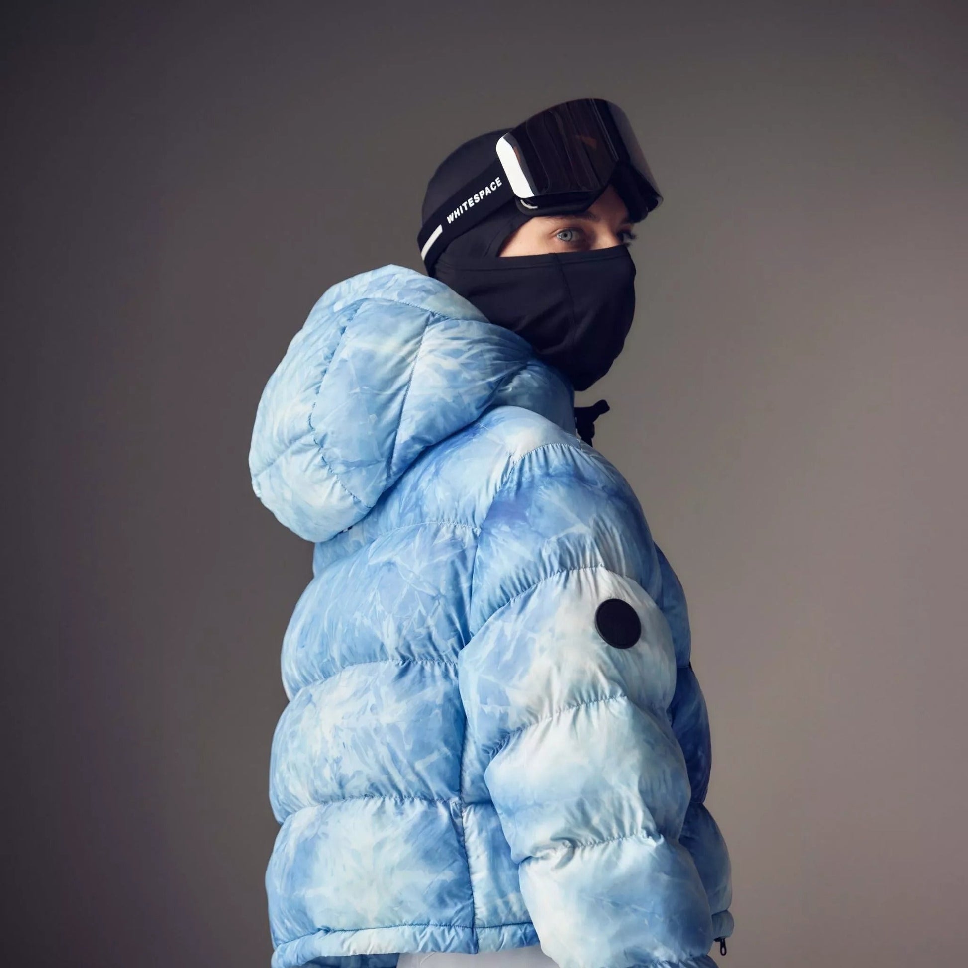 Cropped Puffer Jacket - Sky Blue Tie Dye-Goodwynn'sGoodwynn's