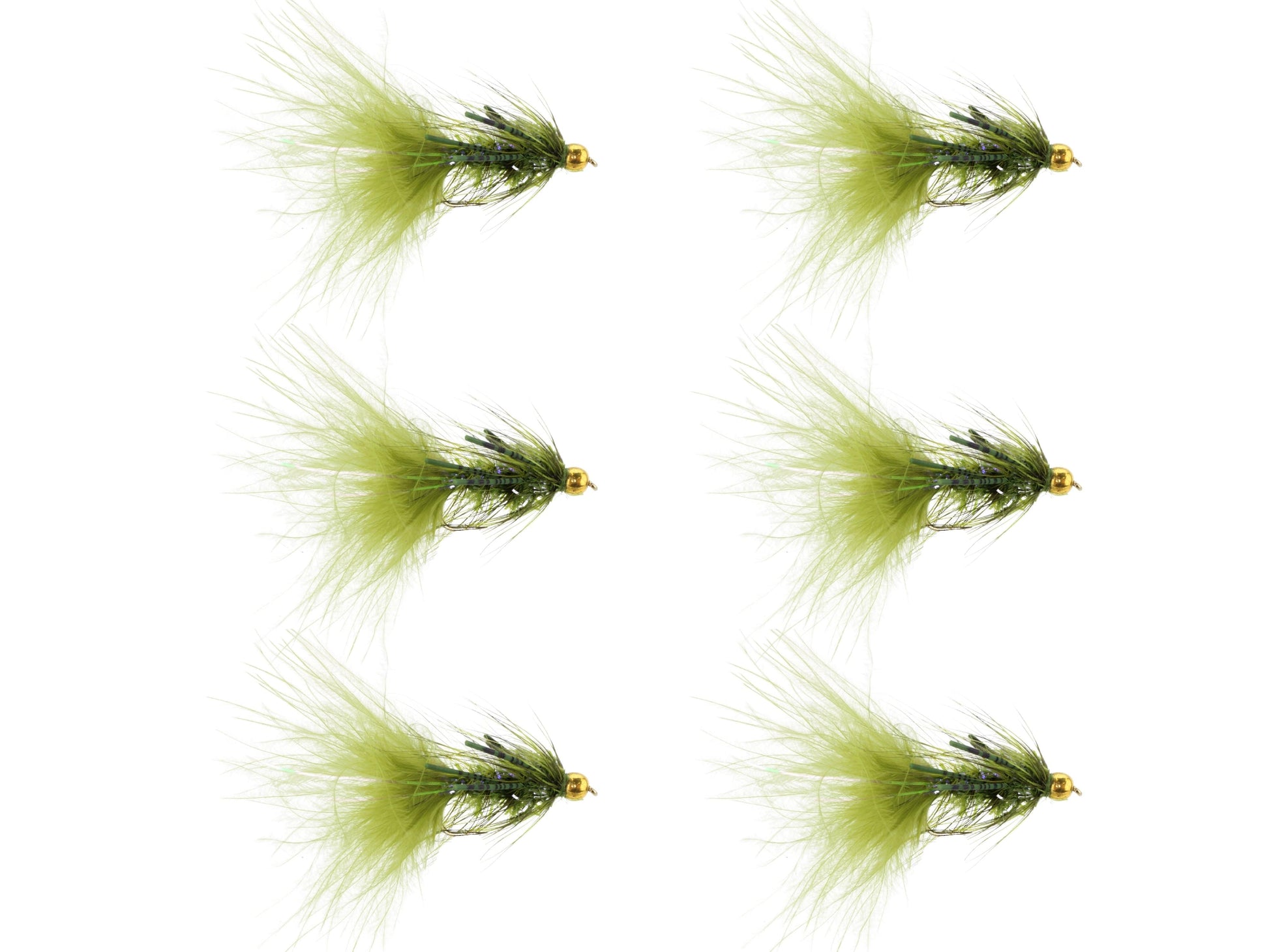 Wild Water Fly Fishing Bead Head Olive Rubber Leg Wooly Bugger, size 10, qty. 6-Goodwynn'sGoodwynn's