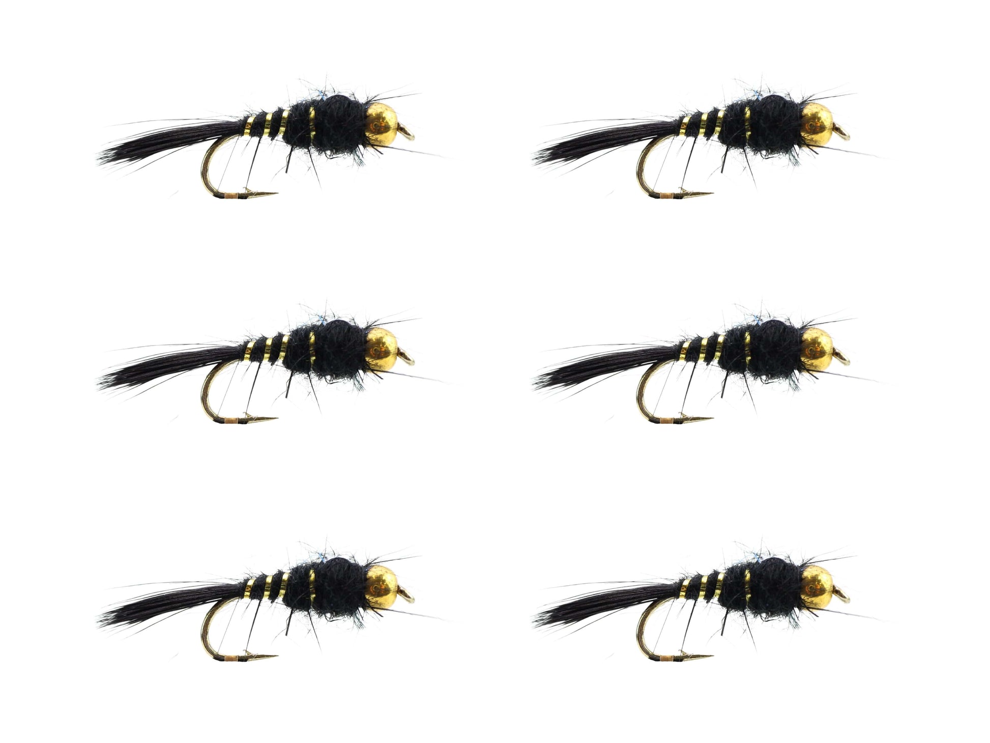 Wild Water Fly Fishing Bead Head Black Flashback Nymph, Size 12, Qty. 6-Goodwynn'sGoodwynn's