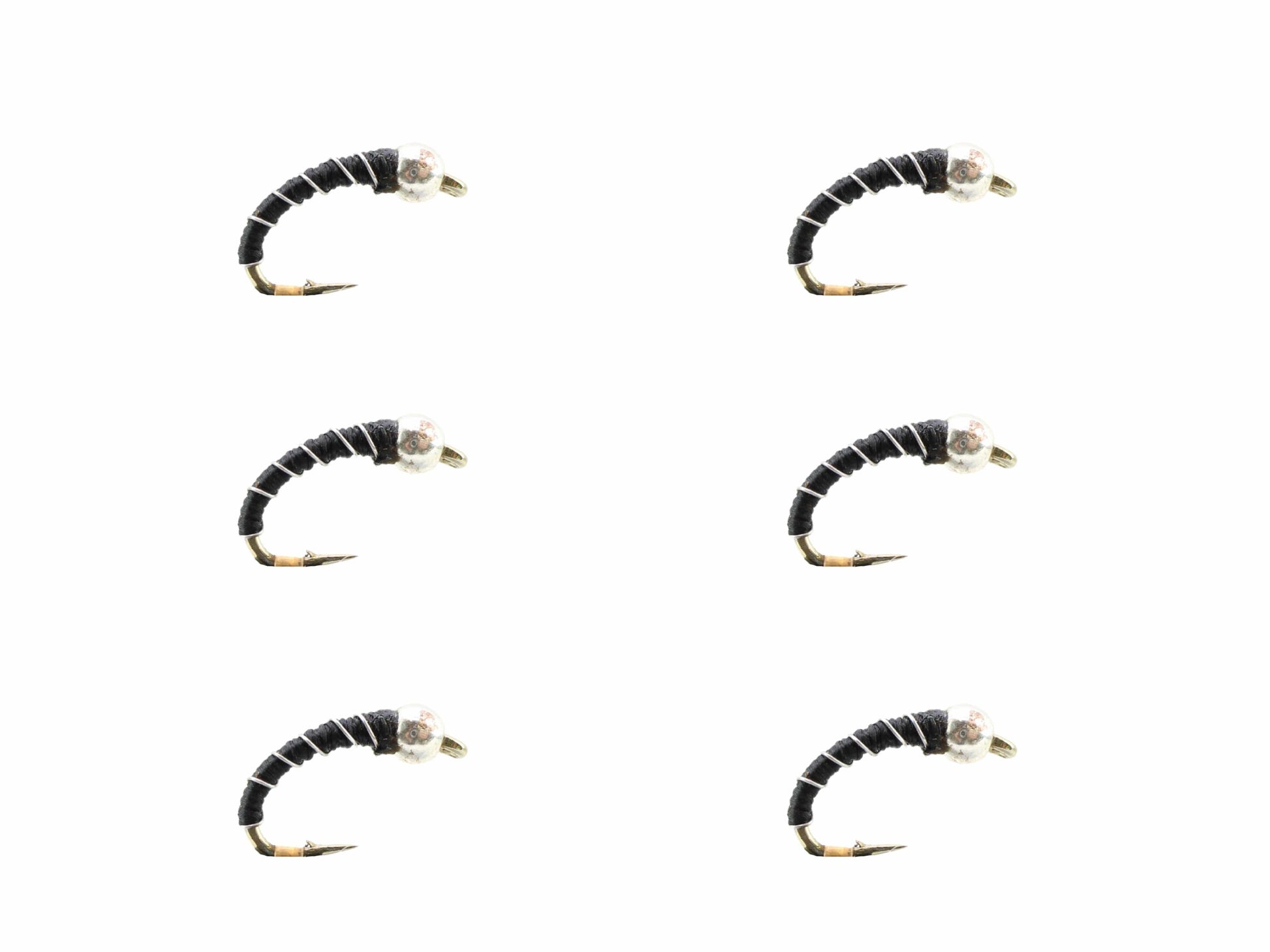 Wild Water Fly Fishing Black Zebra Midge, Size 18, Qty. 6-Goodwynn'sGoodwynn's