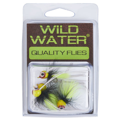 Wild Water Fly Fishing Chartreuse and Black Spherical Body Popper, Size 10, Qty. 4