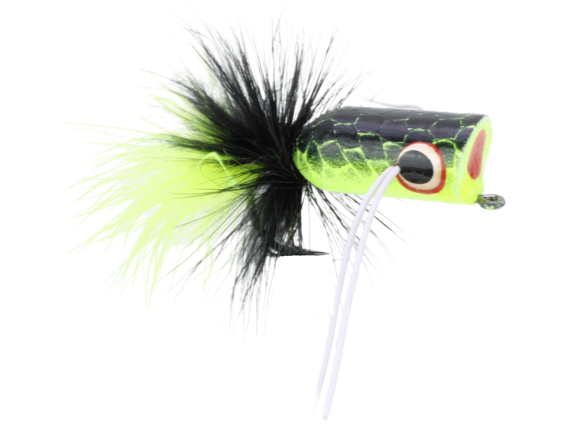 Wild Water Fly Fishing Chartreuse and Black Bass Popper, Size 2, Qty. 4-Goodwynn'sGoodwynn's
