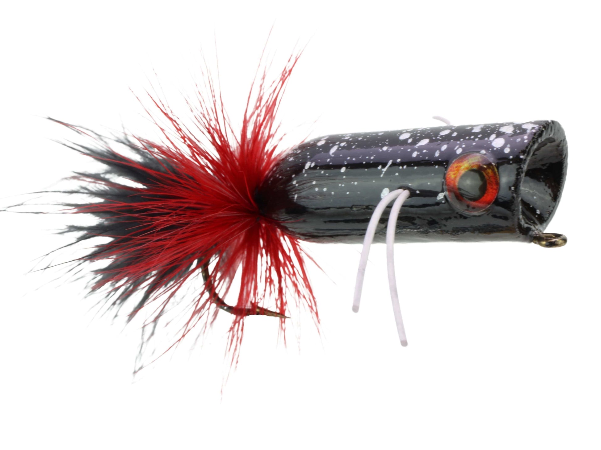 Wild Water Fly Fishing Red and Black Mini Bass Popper, Size1/0, Qty. 4-Goodwynn'sGoodwynn's