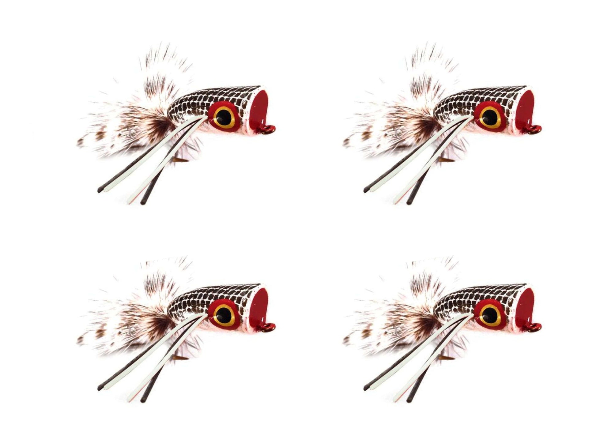 Wild Water Fly Fishing Black and White Bass Popper, Size 2, Qty. 4-Goodwynn'sGoodwynn's