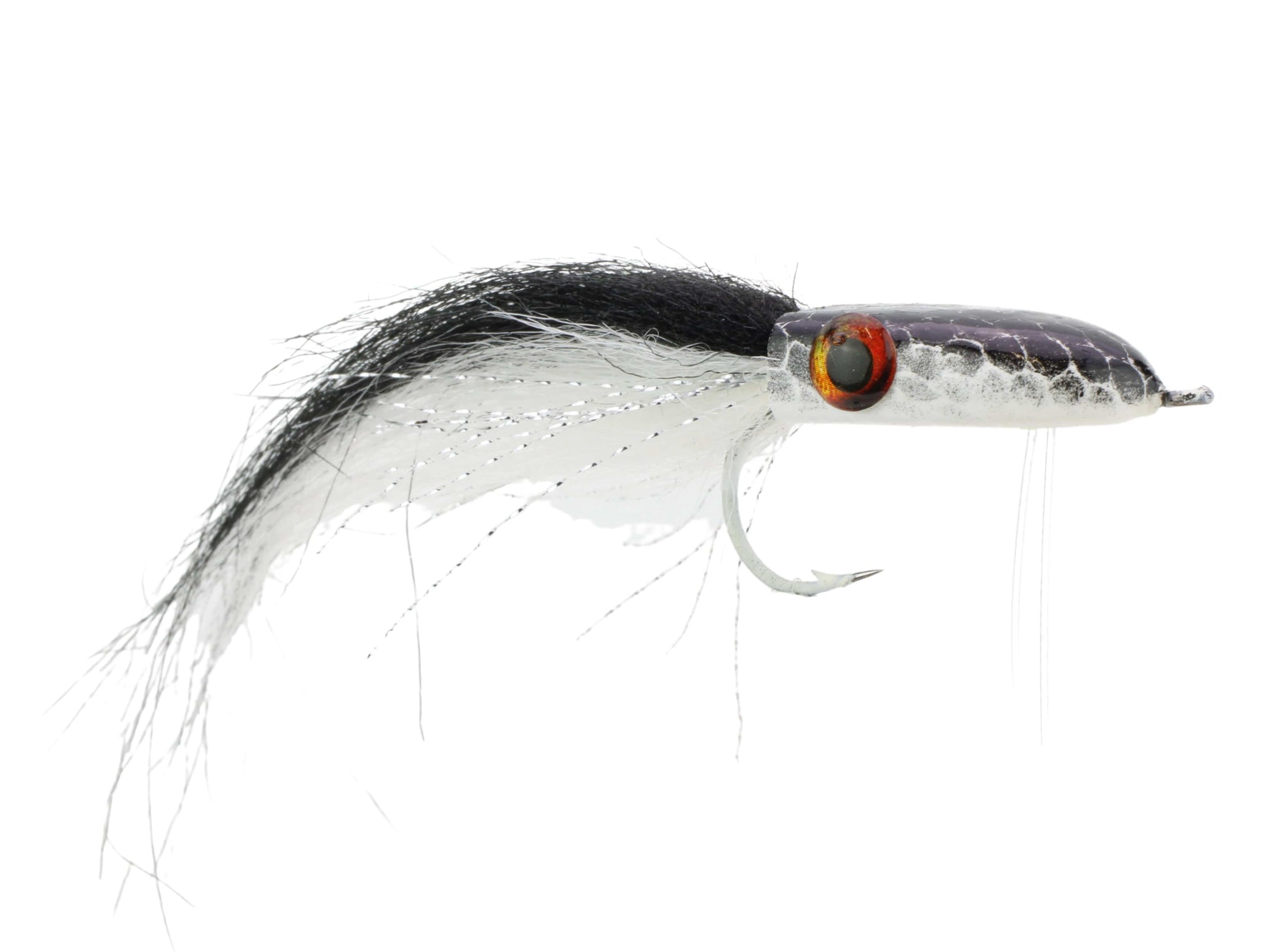Wild Water Fly Fishing Black and White Snake Head Popper, Size 2/0, Qty. 2-Goodwynn'sGoodwynn's