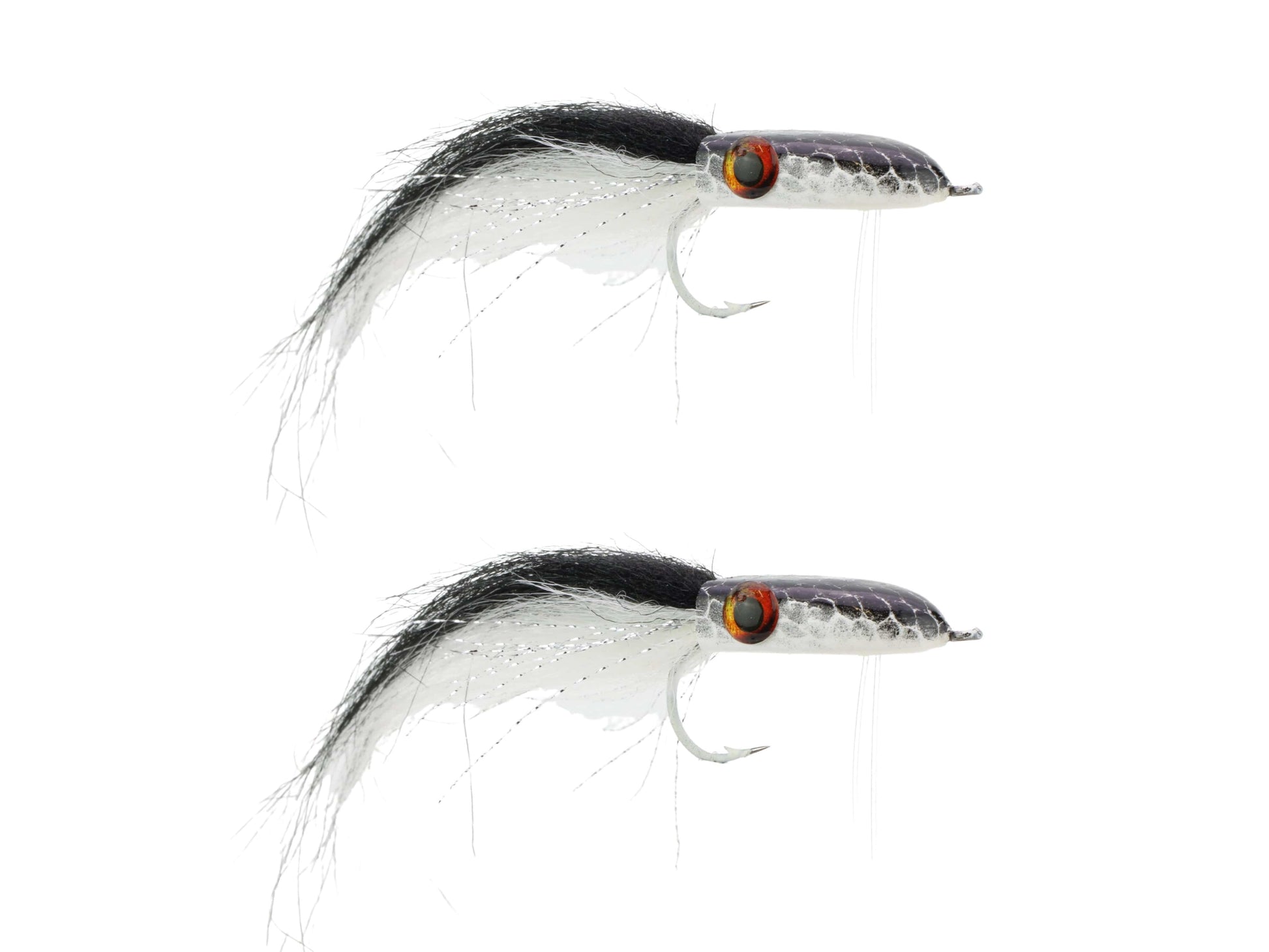 Wild Water Fly Fishing Black and White Snake Head Popper, Size 2/0, Qty. 2-Goodwynn'sGoodwynn's