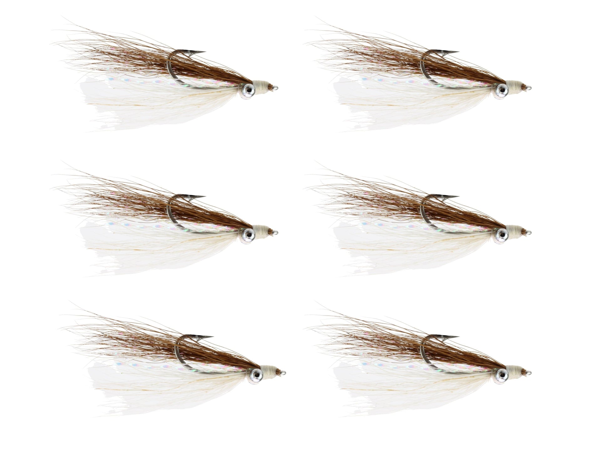 Wild Water Fly Fishing Brown and White Clouser Minnow, Size 8, Qty. 6-Goodwynn'sGoodwynn's