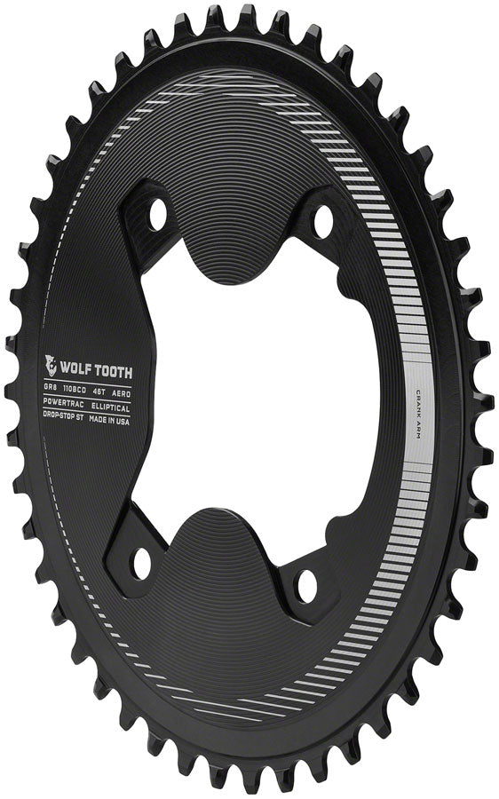 Wolf Tooth Elliptical Aero 110 Asymmetric BCD Chainring - 46t 110 Asymmetric BCD 4-Bolt Drop-Stop ST For Shimano GRX 800 Series BLK-Goodwynn'sGoodwynn's