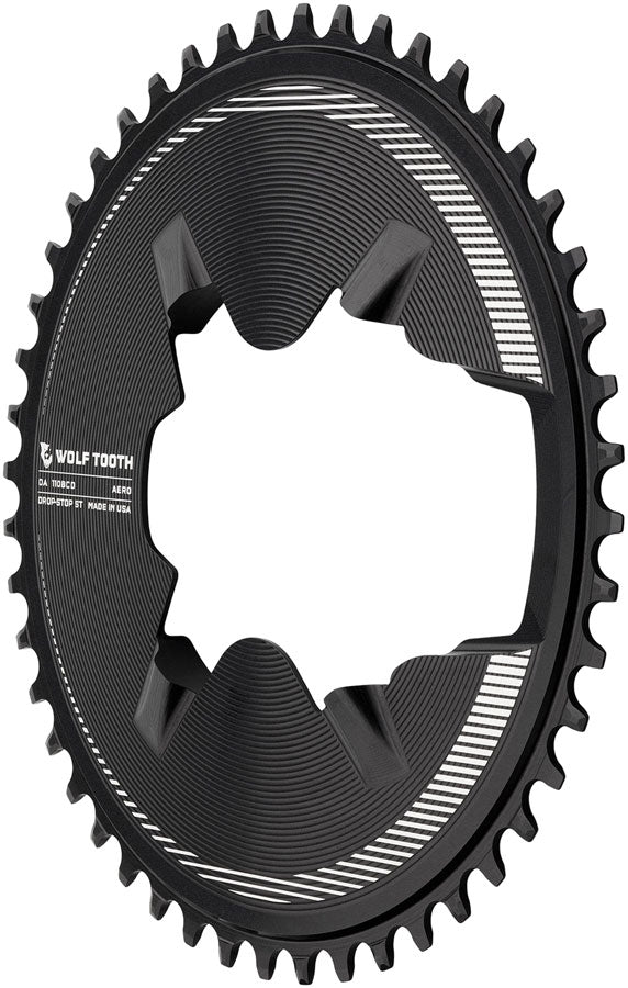Wolf Tooth Aero Direct Mount 1x Chainring - 46t 4-Bolt Drop-Stop ST Compatible Shimano Dura-Ace R9200/R9200-P Only BLK-Goodwynn'sGoodwynn's