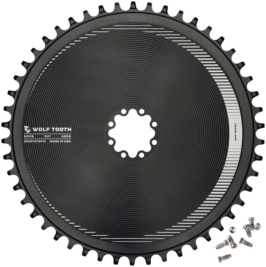 Wolf Tooth Aero Direct Mount Chainring - 50t Direct Mount SRAM 8-Bolt Drop-Stop B BLK-Goodwynn'sGoodwynn's