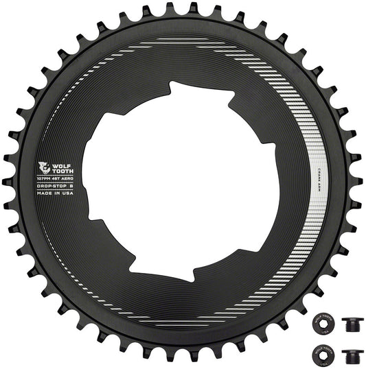 Wolf Tooth Aero 107 BCD Chainring - 46t Optimized SRAM Eagle Flaptop Chains Drop-Stop B BLK-Goodwynn's