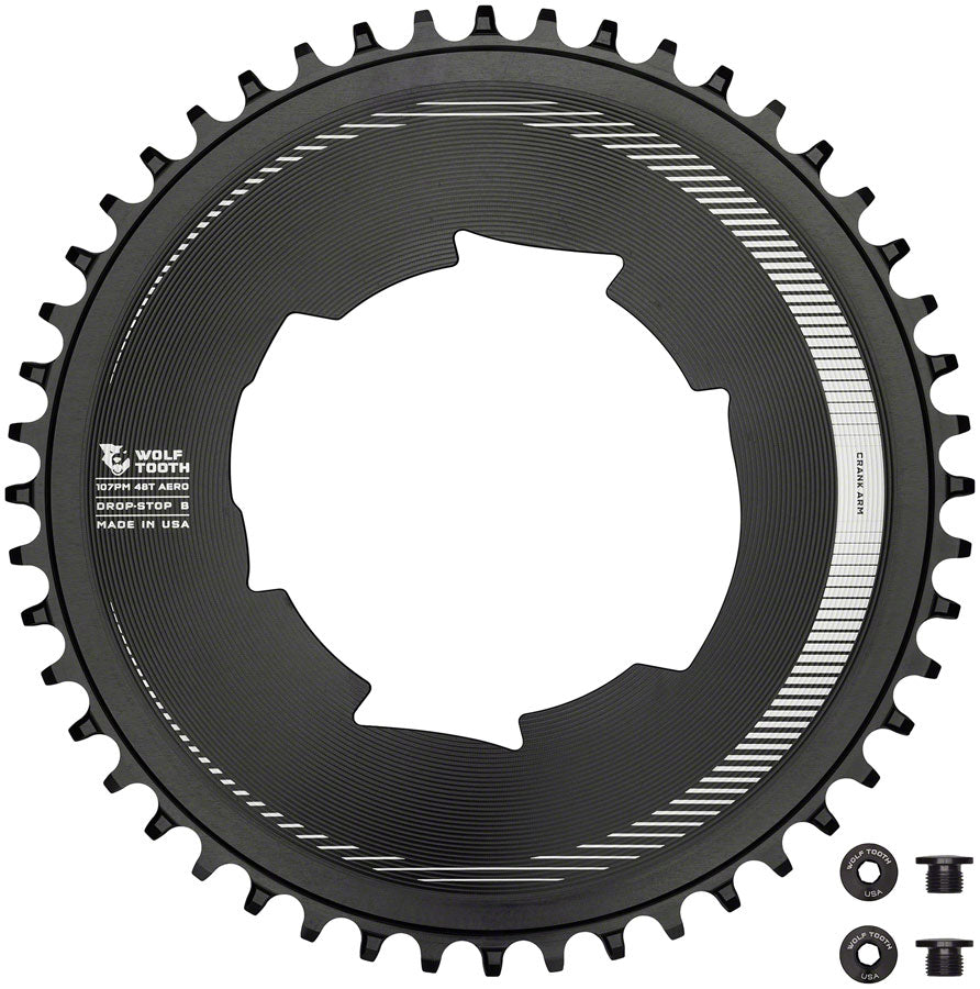 Wolf Tooth Aero 107 BCD Chainring - 48t Optimized SRAM Eagle Flaptop Chains Drop-Stop B BLK-Goodwynn'sGoodwynn's
