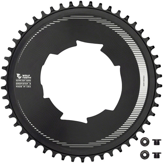 Wolf Tooth Aero 107 BCD Chainring - 50t Optimized SRAM Eagle Flaptop Chains Drop-Stop B BLK-Goodwynn's