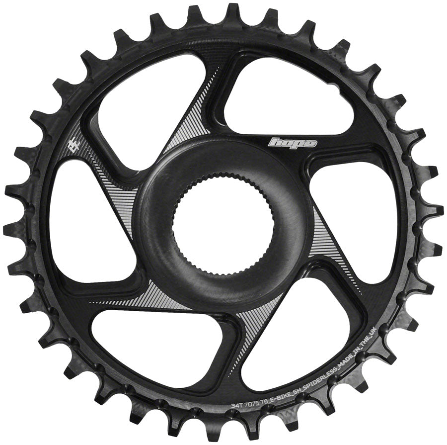 Hope Spiderless Chainring -  34T R22  Ebike  Shimano  Black-Goodwynn'sGoodwynn's