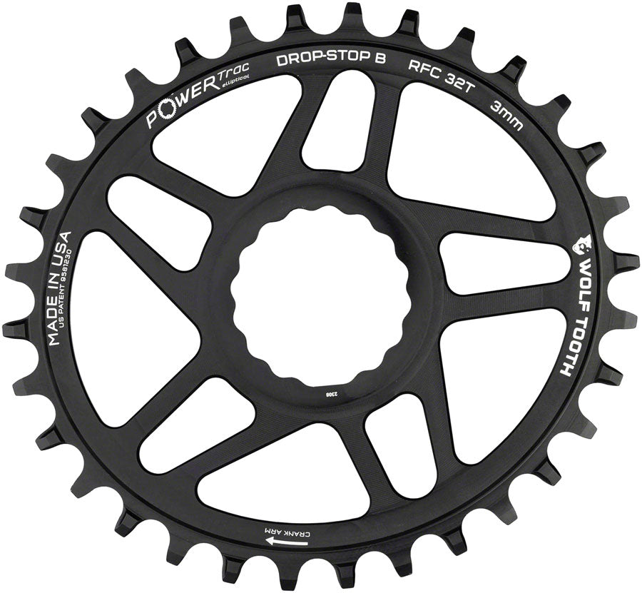 Wolf Tooth Elliptical Direct Mount Chainring - 32t RaceFace/Easton CINCH Direct Mount Drop-Stop B For Boost Cranks 3mm Offset BLK-Goodwynn'sGoodwynn's