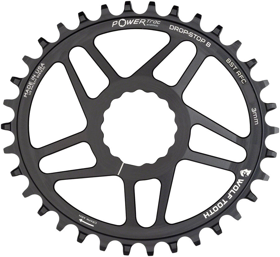 Wolf Tooth Elliptical Direct Mount Chainring - 36t RaceFace/Easton CINCH Direct Mount Drop-Stop B For Boost Cranks 3mm Offset BLK-Goodwynn'sGoodwynn's