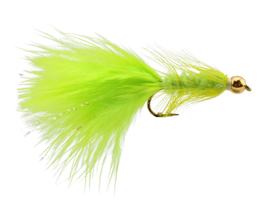 Wild Water Fly Fishing Bead Head Chartreuse Wooly Bugger, size 10, qty. 6-Goodwynn's