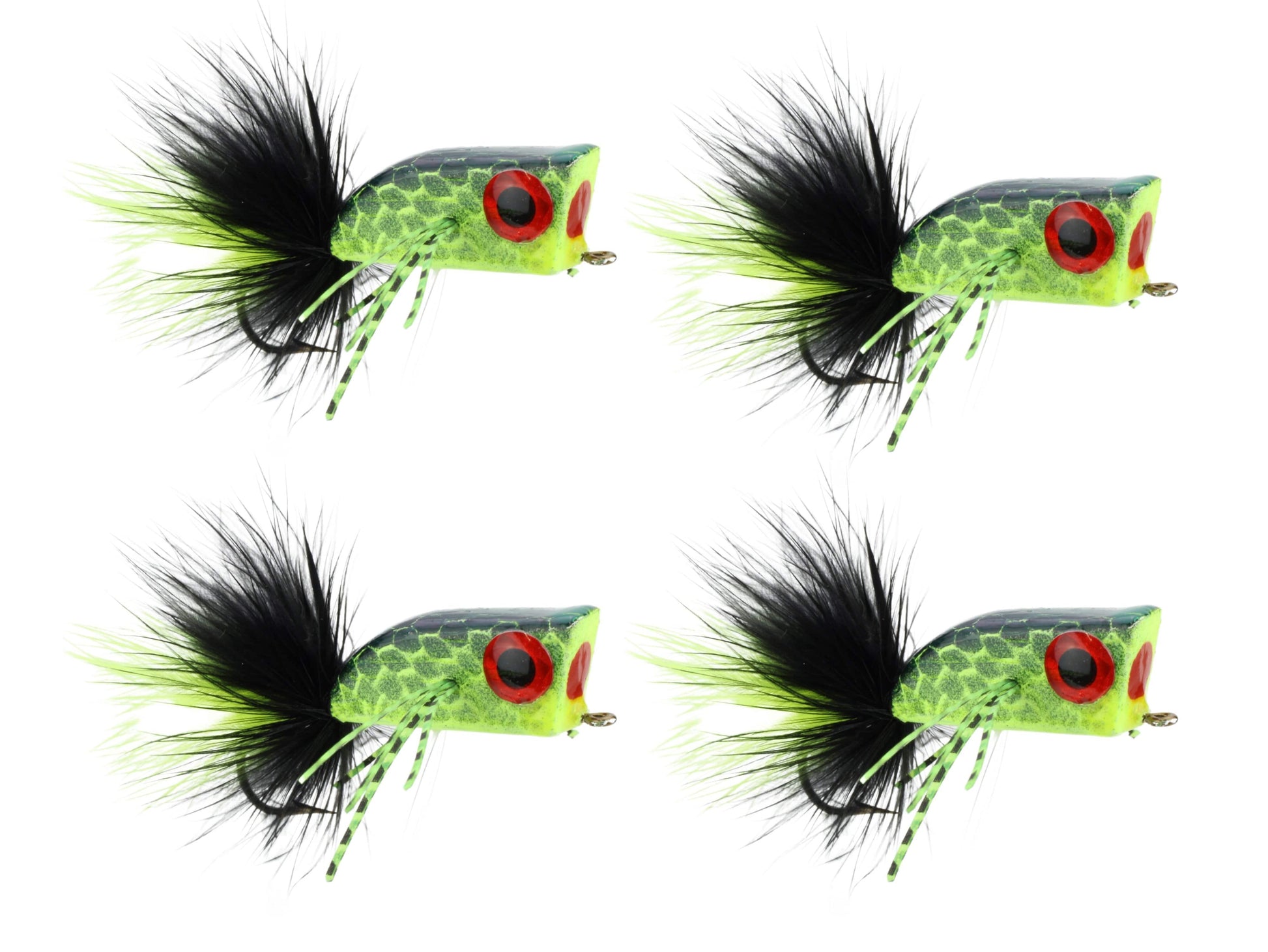 Wild Water Fly Fishing Chartreuse and Black Crease Minnow, size 2, qty. 4-Goodwynn'sGoodwynn's