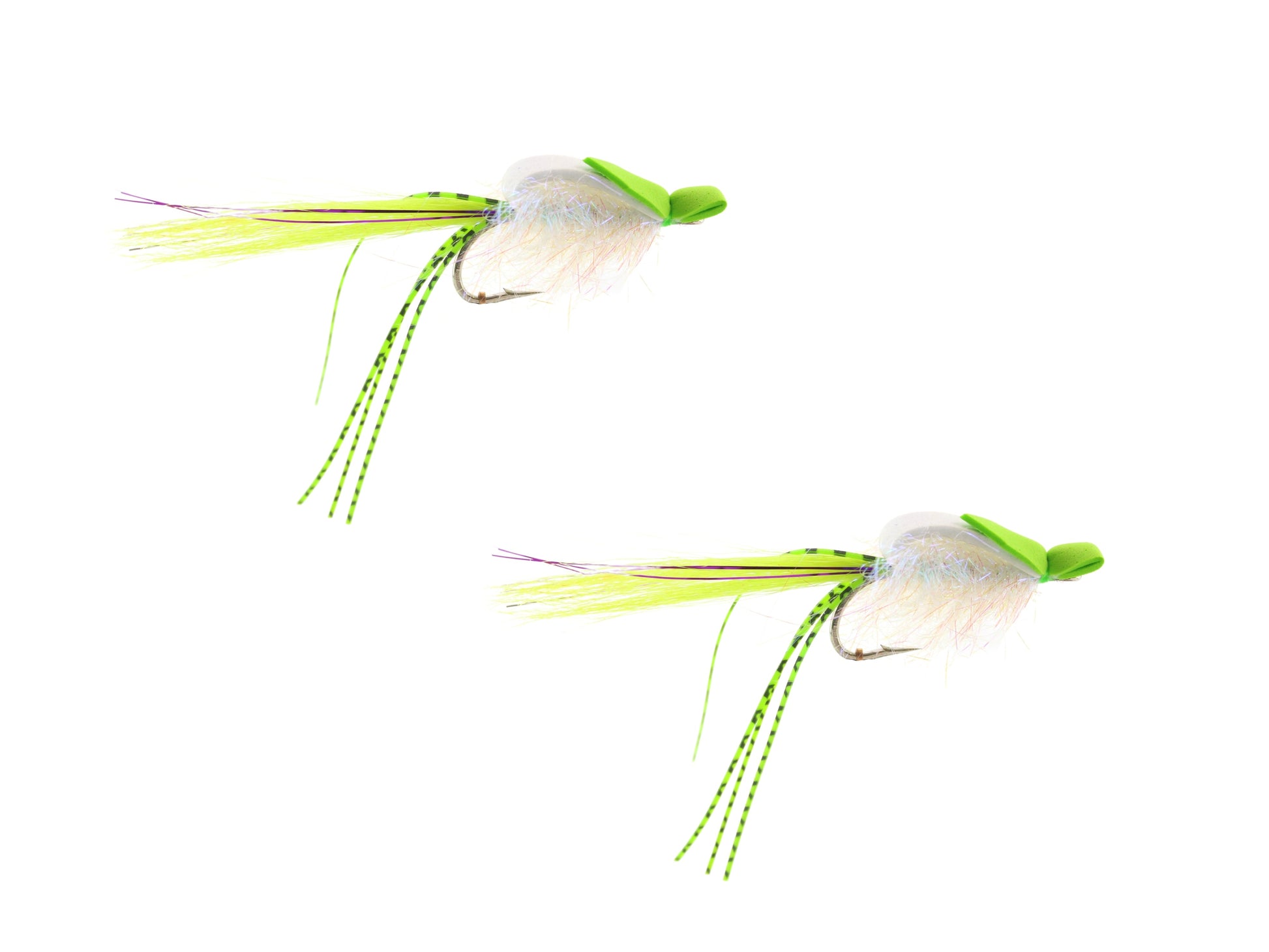 Chartreuse and White Saltwater EP Foam Fly, size 2/0, Qty. 2-Goodwynn'sGoodwynn's