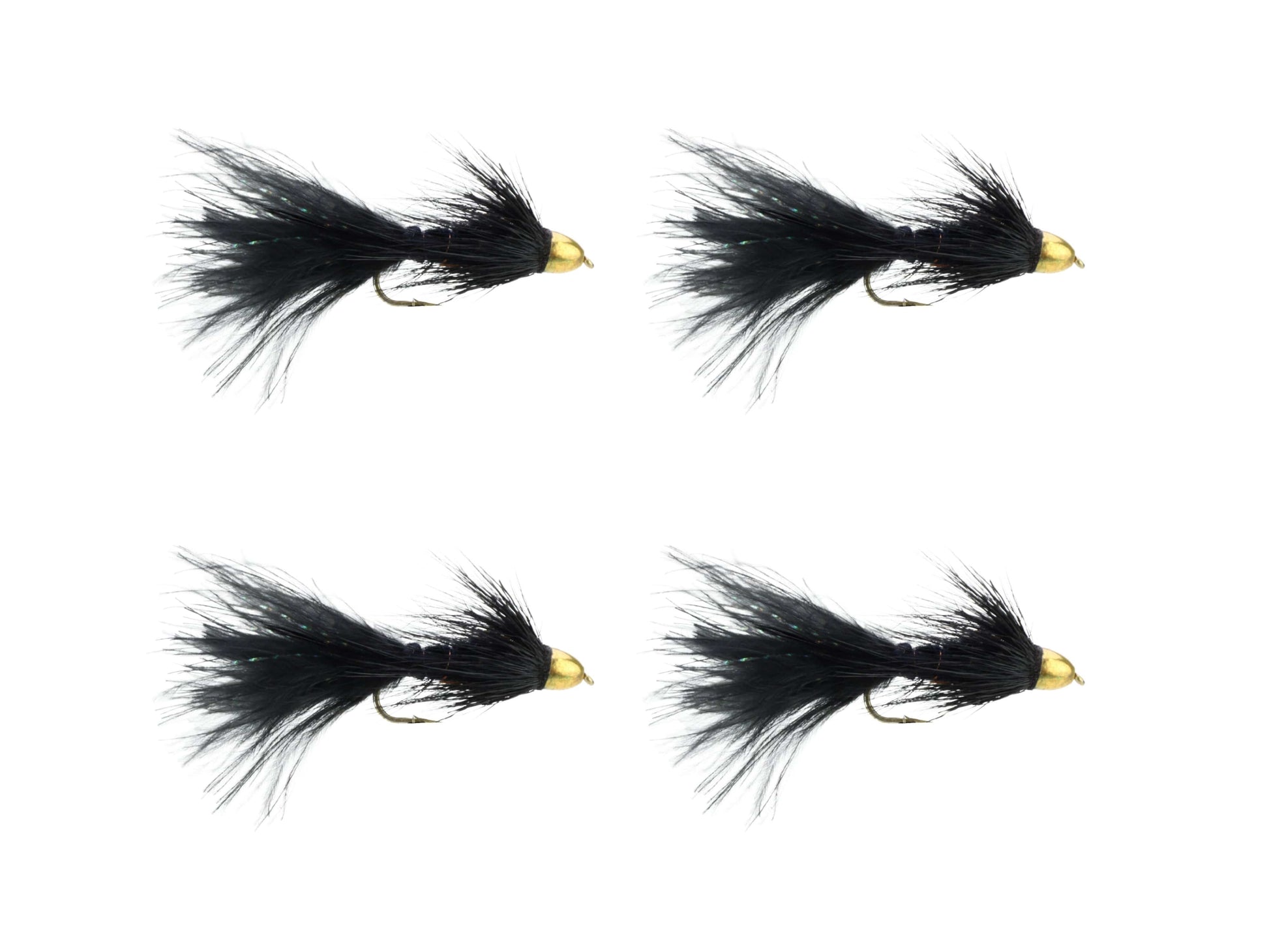 Wild Water Fly Fishing Cone Head Black Wooly Bugger, Size 6, Qty. 4-Goodwynn'sGoodwynn's