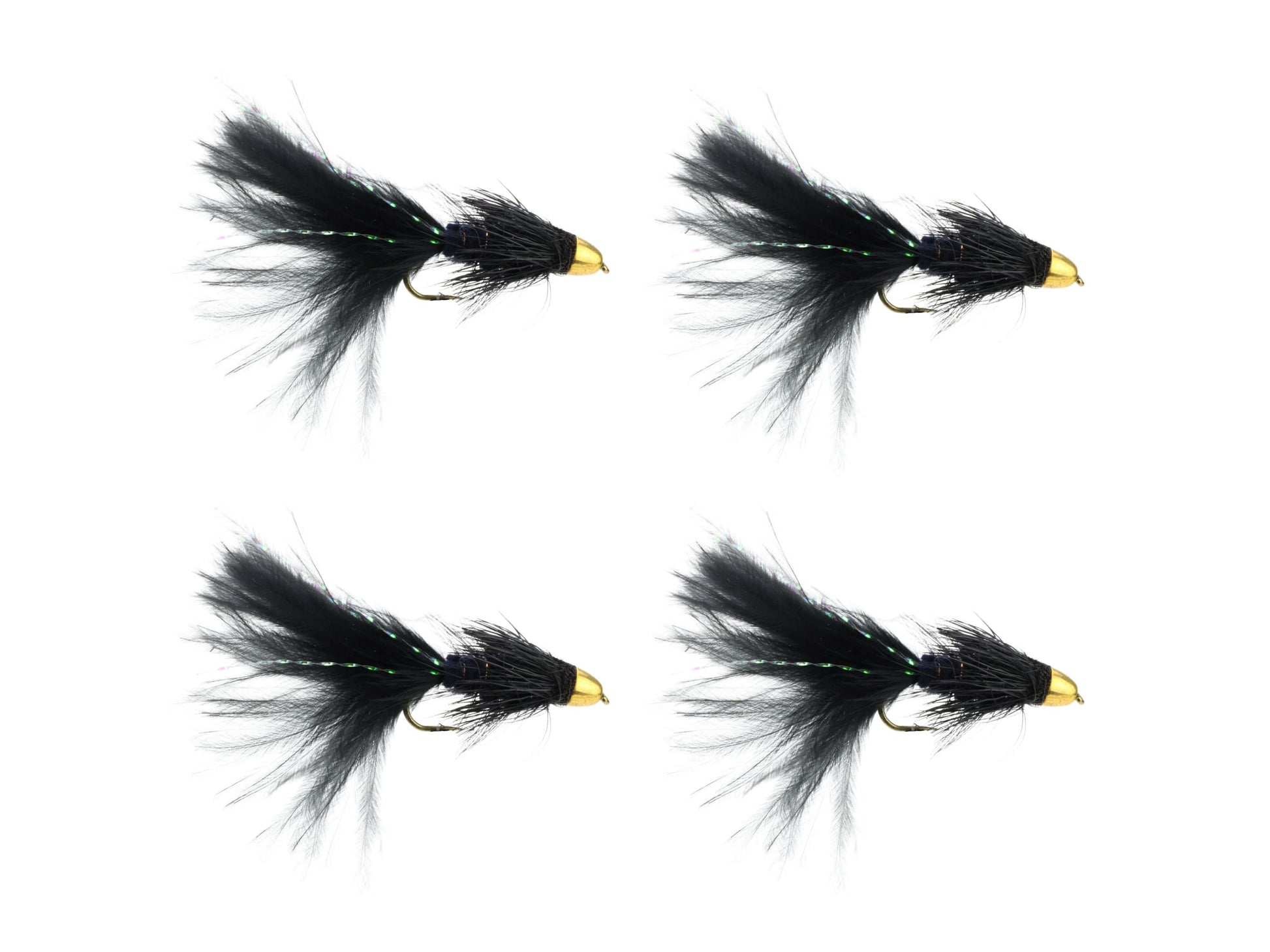 Wild Water Fly Fishing Cone Head Black Wooly Bugger, Size 8, Qty. 4-Goodwynn'sGoodwynn's