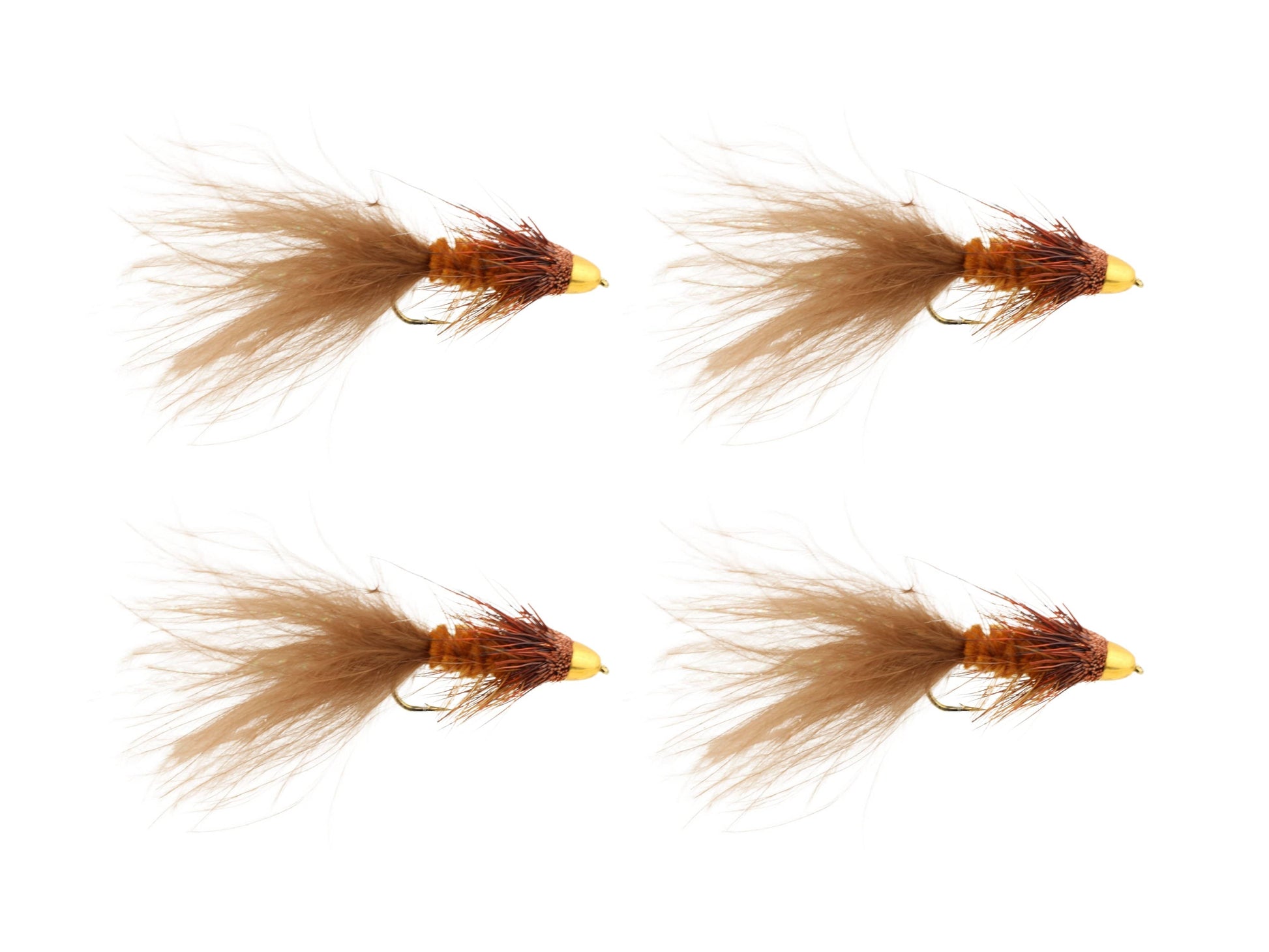 Wild Water Fly Fishing Cone Head Brown Wooly Bugger, Size 8, Qty. 4-Goodwynn'sGoodwynn's