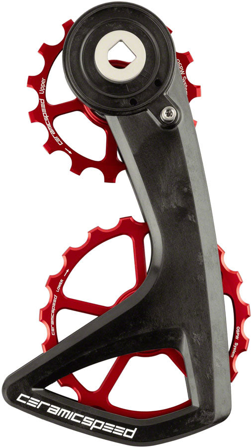 CeramicSpeed OSPW RS Pulley Wheel System SRAM Red/Force AXS - Aluminum Pulley 5 Spoke Carbon Cage Red