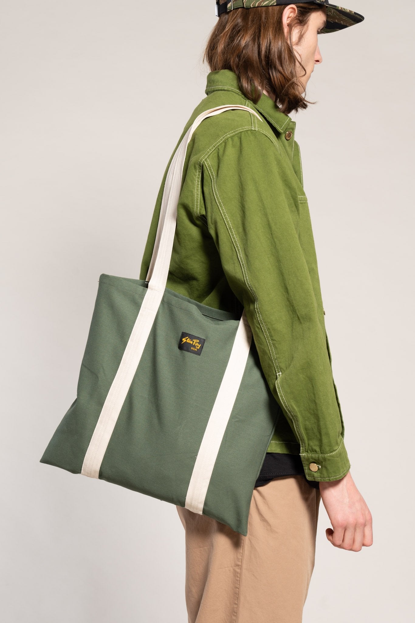 9001 TOTE BAG OLIVE SATEEN-Goodwynn'sGoodwynn's