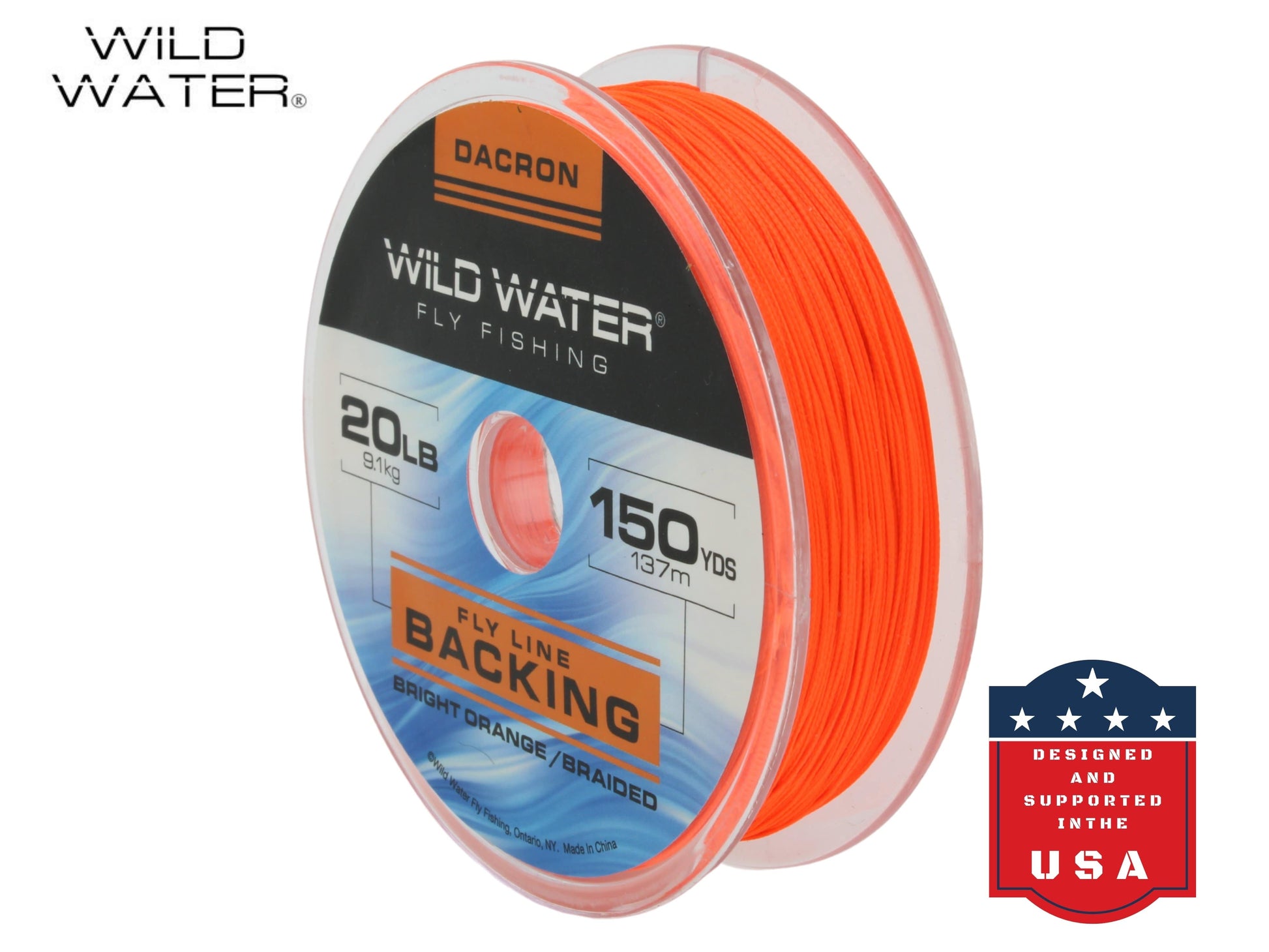 Wild Water Fly Fishing Braided Dacron Backing Spool, 20# 150 yards, Bright Orange-Goodwynn'sGoodwynn's