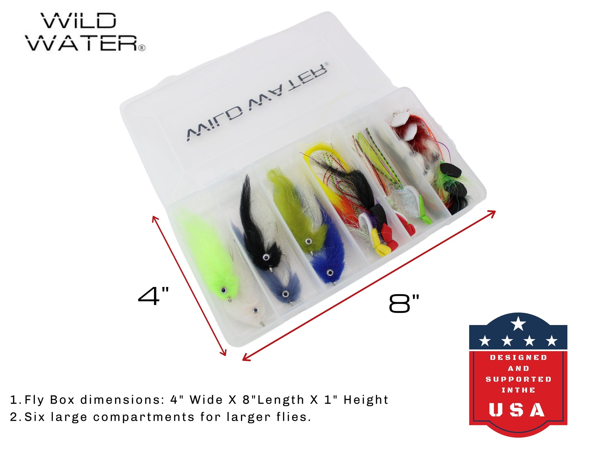 Wild Water EP Top Water Baitfish Assortment, 12 Flies with Wild Water's 6 Section Fly Box-Goodwynn'sGoodwynn's