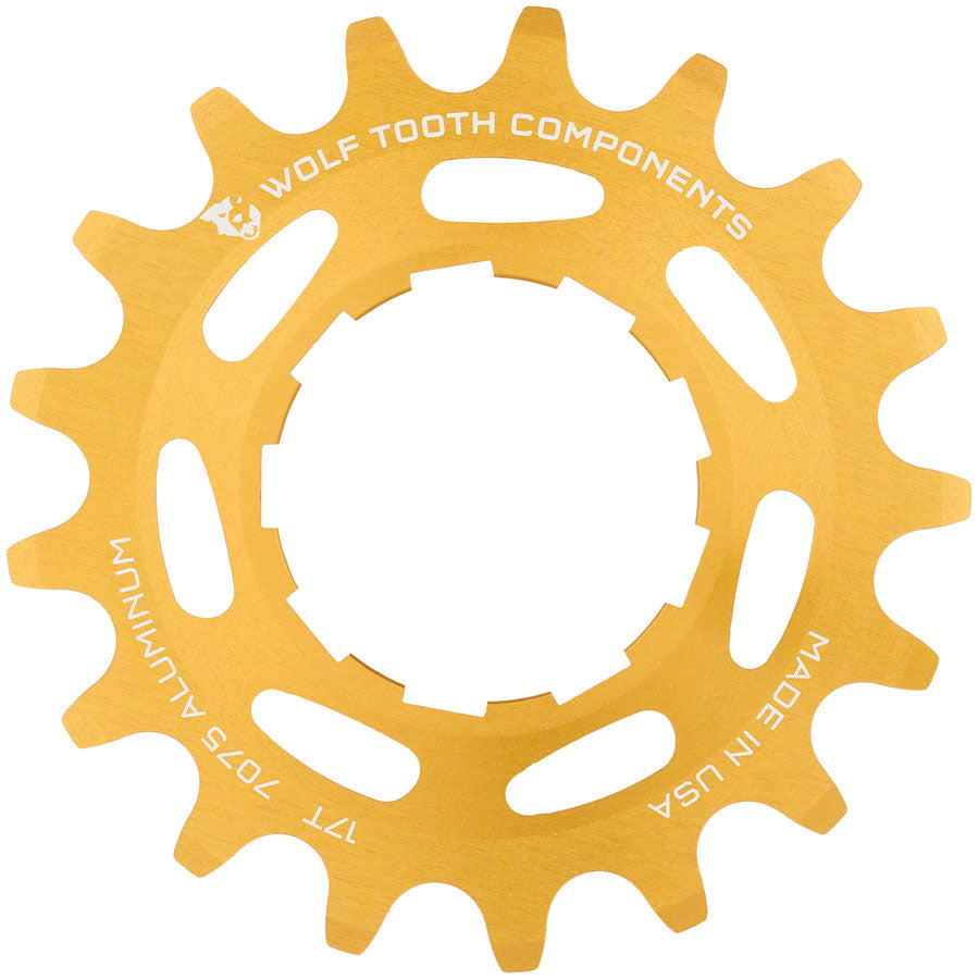 Wolf Tooth Single Speed Aluminum Cog - 17t Compatible with 3/32" Chains Gold-Goodwynn'sGoodwynn's
