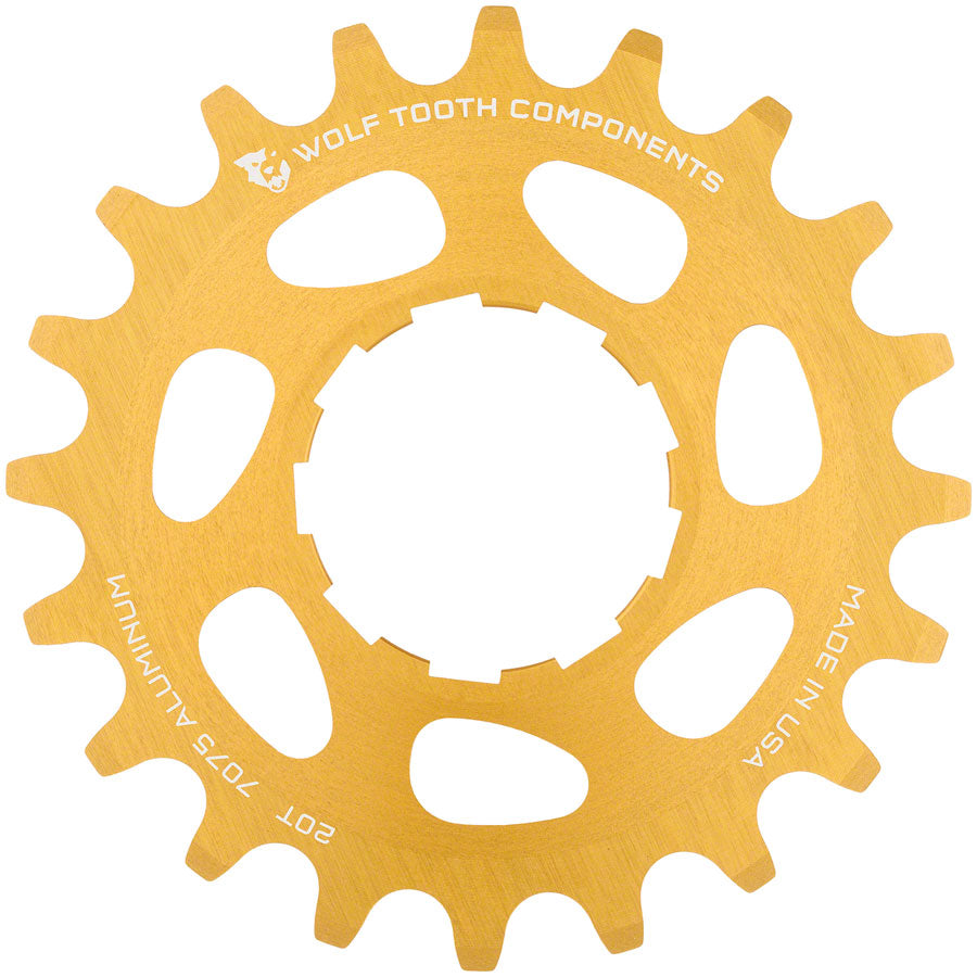 Wolf Tooth Single Speed Aluminum Cog - 20t Compatible with 3/32" Chains Gold-Goodwynn'sGoodwynn's