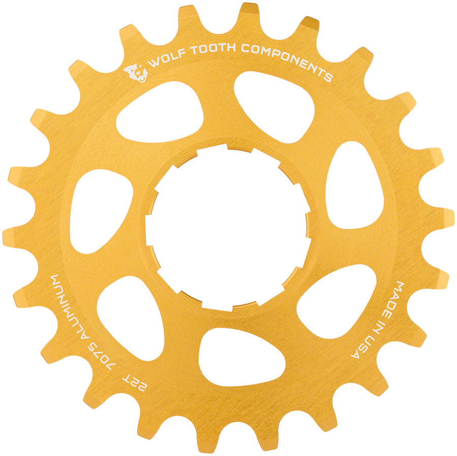 Wolf Tooth Single Speed Aluminum Cog - 22t Compatible with 3/32" Chains Gold-Goodwynn'sGoodwynn's