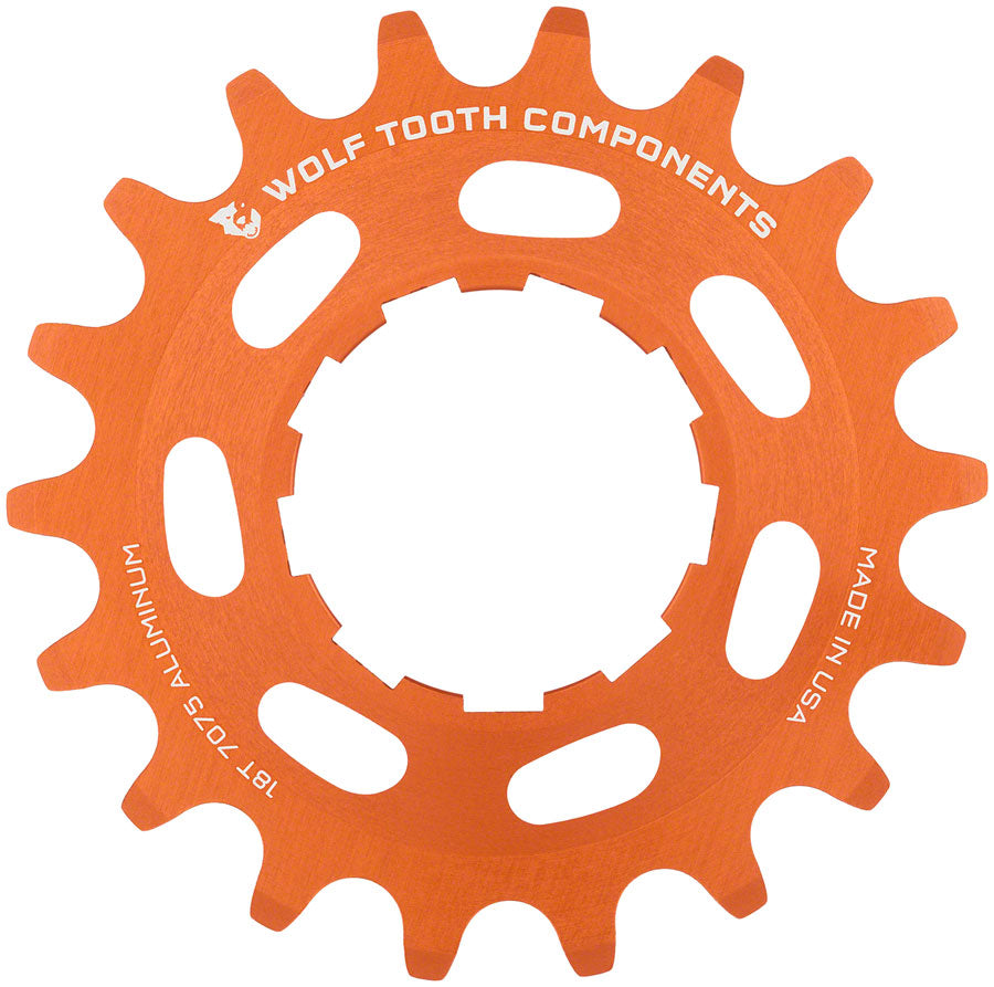 Wolf Tooth Single Speed Aluminum Cog - 18t Compatible 3/32" Chains Orange-Goodwynn'sGoodwynn's