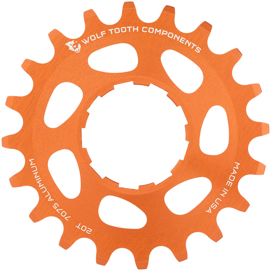 Wolf Tooth Single Speed Aluminum Cog - 20t Compatible 3/32" Chains Orange-Goodwynn'sGoodwynn's
