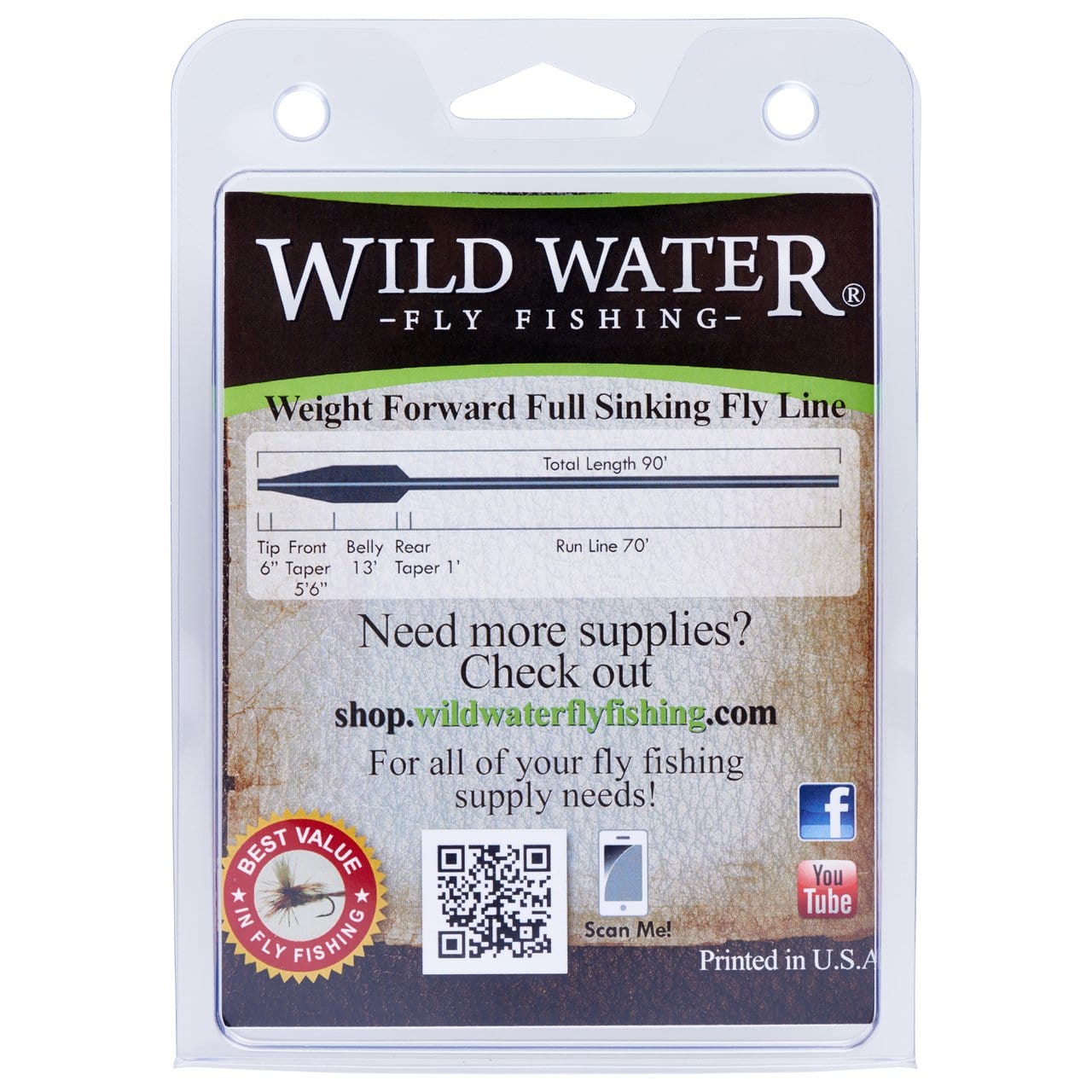 Wild Water Fly Fishing Weight Forward 7 Weight Super Fast Sinking Fly Line-Goodwynn'sGoodwynn's