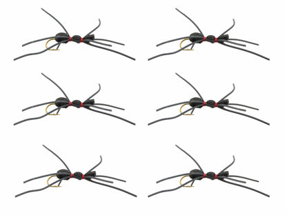 Wild Water Fly Fishing Black Foam Spider, Size 14, Qty. 6