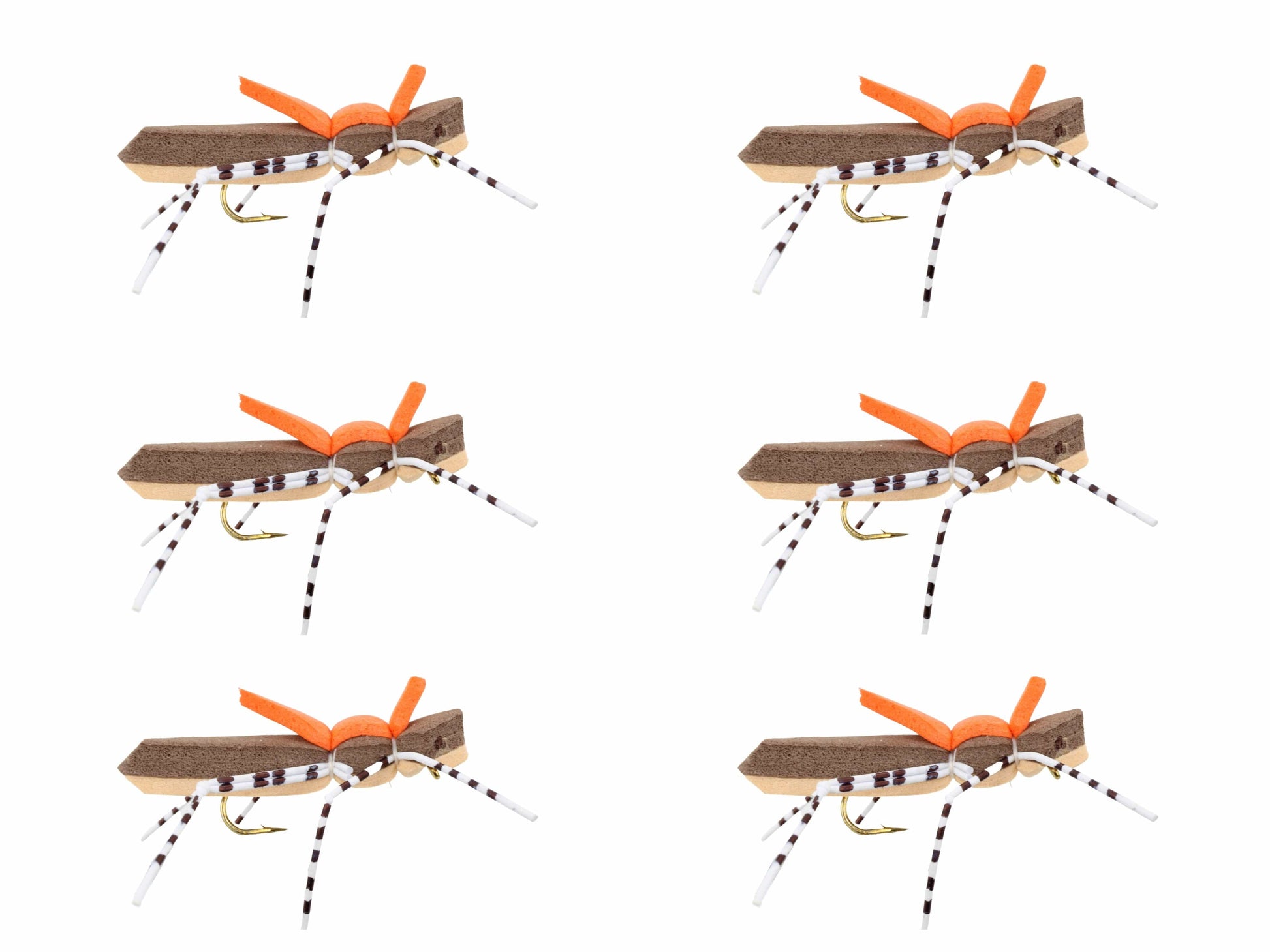 Wild Water Fly Fishing Foam Brown Hopper, Size 10, Qty. 6-Goodwynn'sGoodwynn's